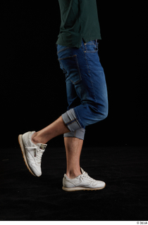 Trent  1 blue jeans calf dressed flexing side view…